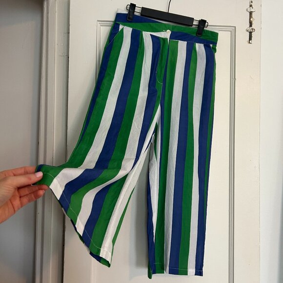 Judith Lacroix Striped Lightweight Culottes - Size M - Picture 1 of 9